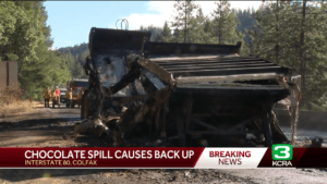 Semi-Truck Carrying 40,000 Pounds Of Chocolate Catches Fire In California