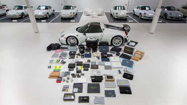 A photo of a white Porsche 918 ‘Weissach’ Spyder. 