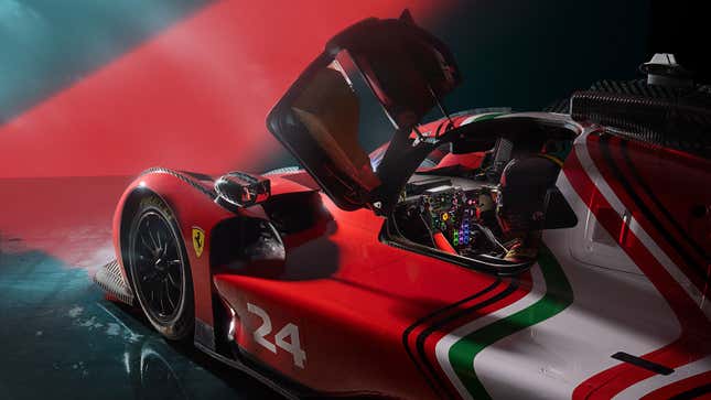 A render of the cockpit on the Ferrari 499P Modificata. 