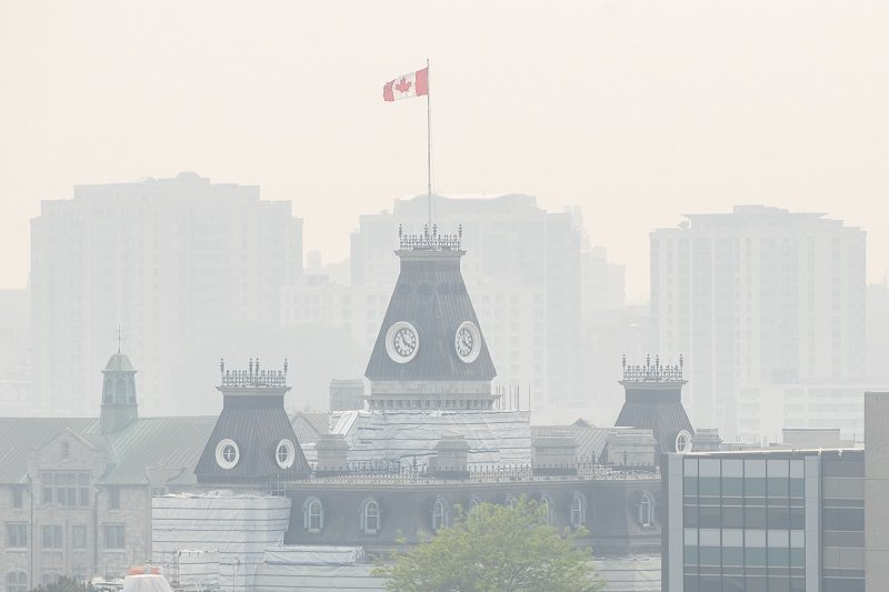 Smoke from wildfires blankets the skyline in Kingston, Ont.