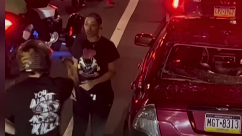 Suspect in motorcyclist's stomping of car window in Philadelphia viral video is jailed on $2.5M bail