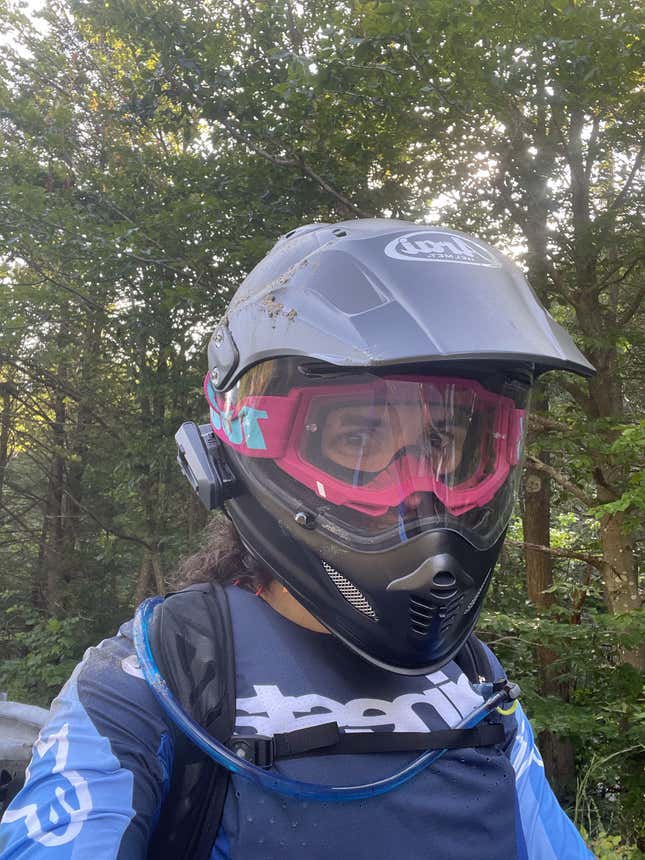 Hopping back onto the bike, after a crash, was similarly easy. Physically, at least. The inner ear took a minute to catch up.