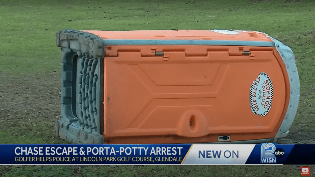 Suspected Car Thief Tries To Hide From Cops In Port-A-Potty, Gets Trapped Inside When Golfer Pushes It Over