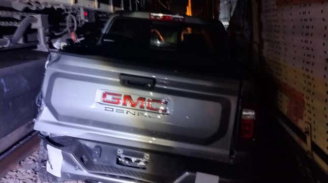 Image for article titled Failed 'Fast And Furious-Style' Train Heist Leaves Chevy And GMC Trucks Destroyed In Mexico