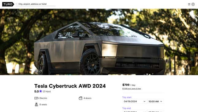 Image for article titled If You're Dying To Drive A Tesla Cybertruck, Just Rent One On Turo