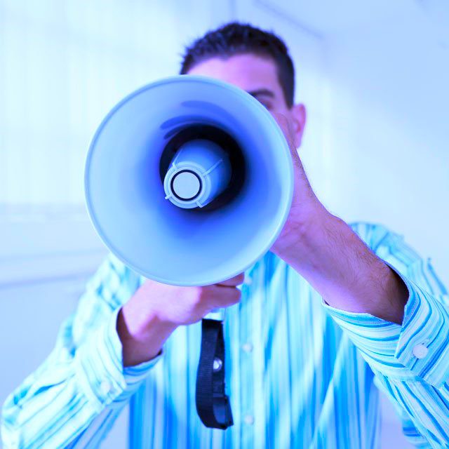 A man with a megaphone