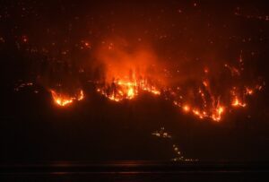 The McDougall Creek wildfire in West Kelowna, BC.