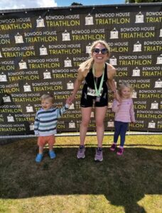 YJ x BTF age group ambassador, Nina Wareham at a triathlon with her children