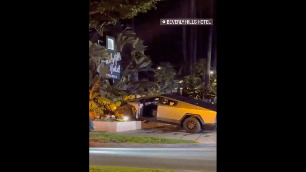 Rapper Identified As The Guy Who Crashed A Cybertruck Into Beverly Hills Hotel Sign