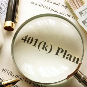 Magnifying glass over the phrase 401(k) Plan