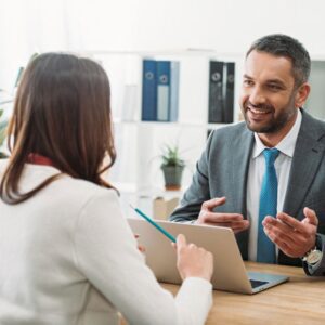 An advisor talking to a client