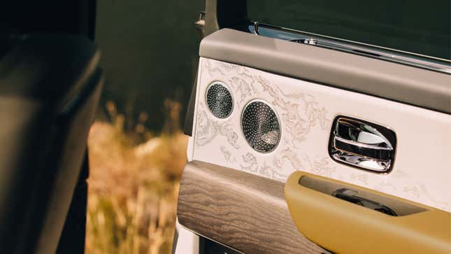 A photo of the trim on the door of a new Rolls Royce.