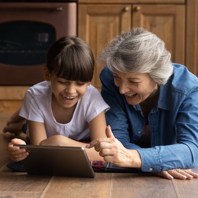 A grandmother with a grandchild