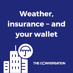 A blue graphic with the words