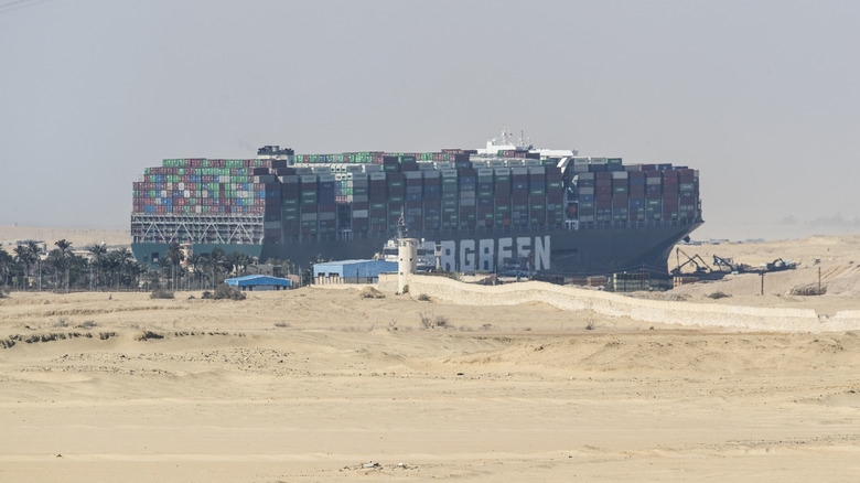 MV Ever Given aground in the Suez Canal
